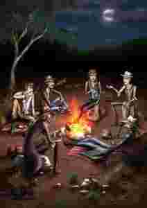 Campfire meeting - Banjo and Jack at Tom Groggin